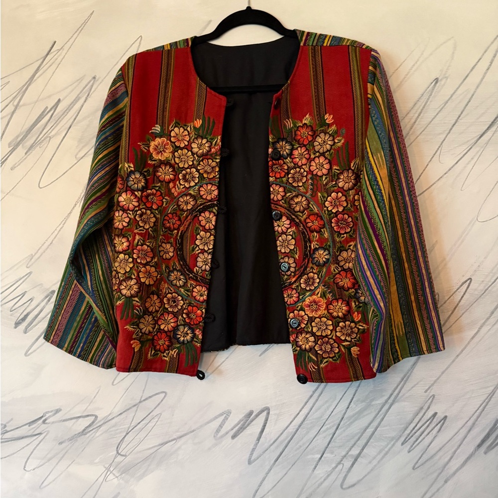 Colorful Floral Embroidered Jacket